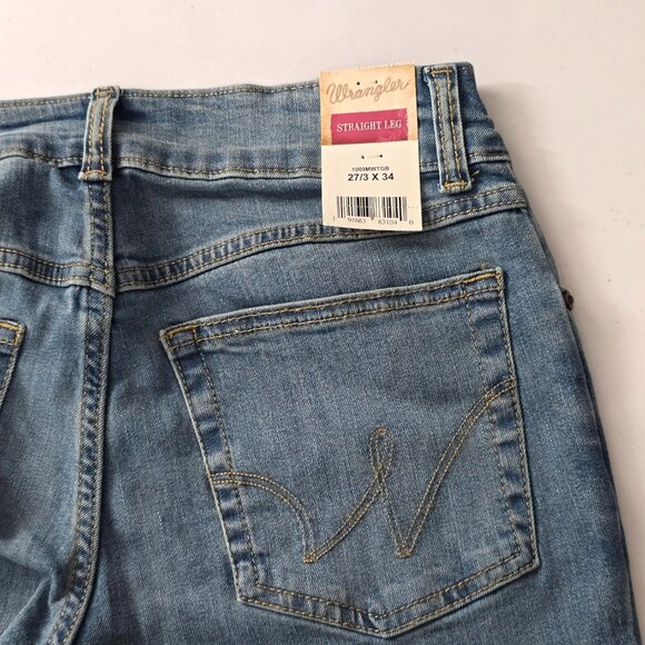 NWT Wrangler Straight Leg Jeans 90s Size 27 Blue - Picture 4 of 6